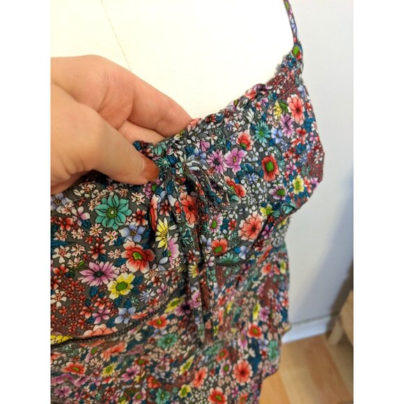 Vintage Y2K Floral Cami Top Ruffle Cottagecore Tiered Spaghetti Strap Beach Sz S - Picture 4 of 8